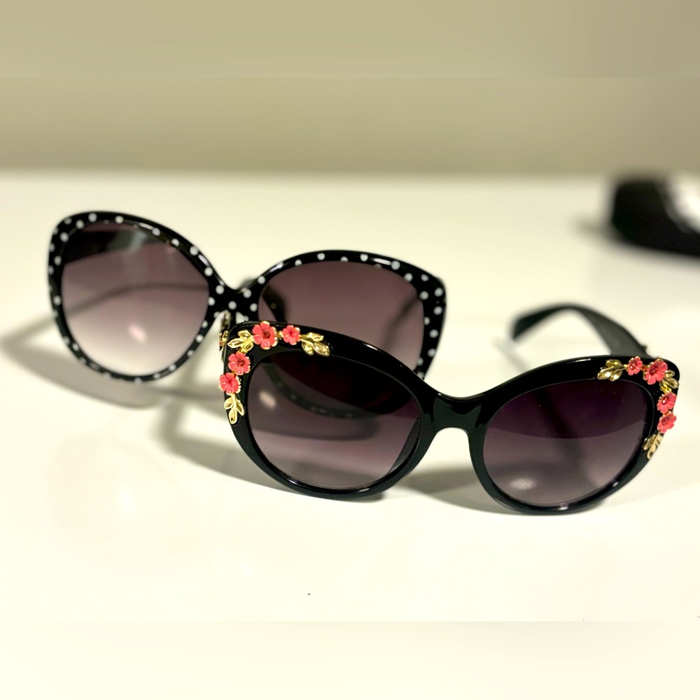 EUC| Polka dot and Pink and Gold Embellished Sunglasses.